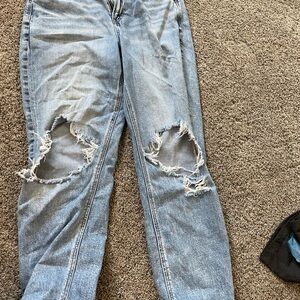 American Eagle Outfitters Blue Boyfriend Jeans Distressed Style